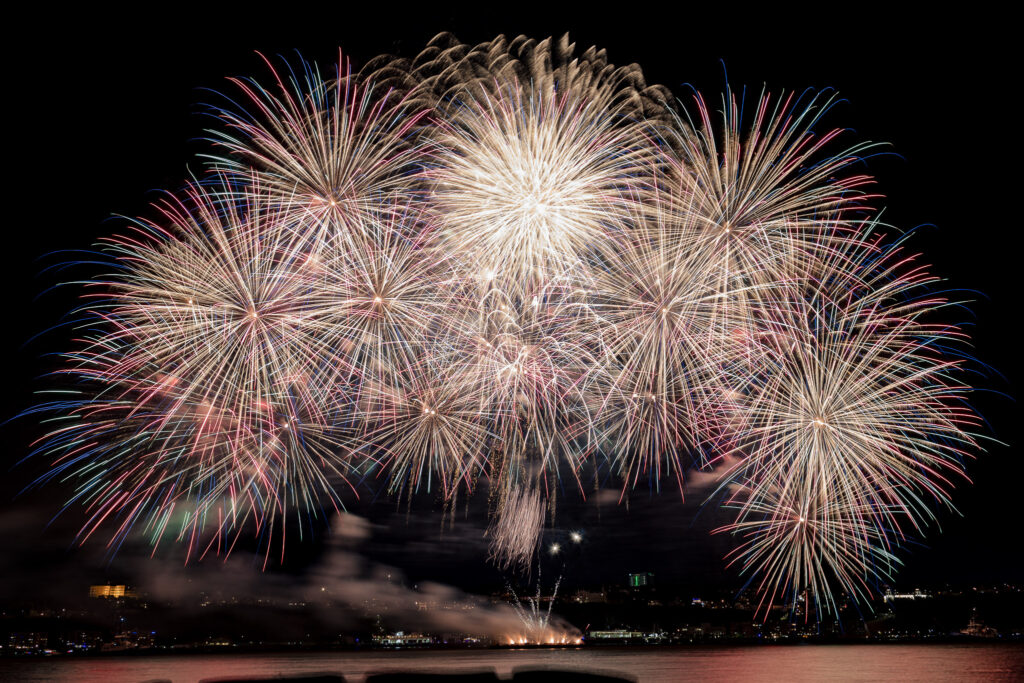 Huge display of fireworks in Quebec City. 